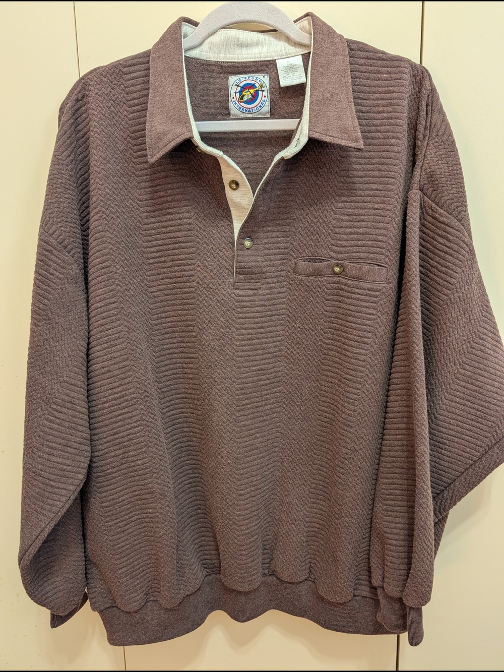 Vintage Pullover Polo Sweatshirt in Mauve